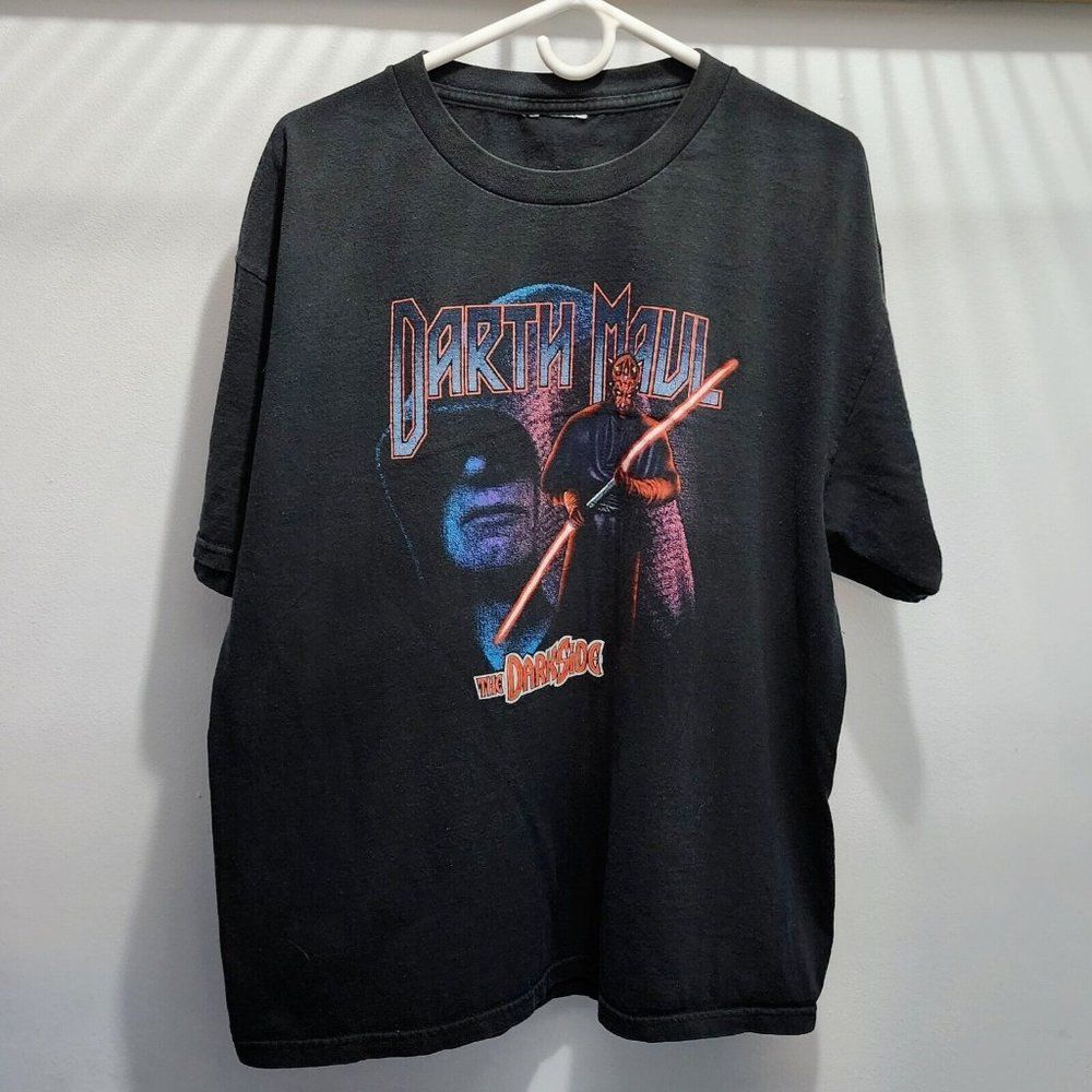 Star Wars Darthmaul Dark Side Shirt Black y2k Official Rare Adult‎ Size Large